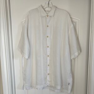 Tommy Bahama White Linen Stitch Short Sleeve Button Shirt Travel Mens Size‎ XXL